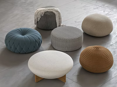 Modern Sofa Stools in Various Colors and Materials for Interior Decor 3d model