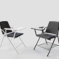 Folding Office Chair with Armrests Writing Pad Metal Frame and Various Colors for Office Use