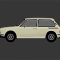 Vintage Beige Hatchback Car Featuring Sleek Body Black Wheels Headlights And Shiny Finish
