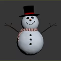 Children Create Adorable Snowman With Black Top Hat Striped Scarf And Stick Arms