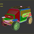 Modern Military Vehicle with Boxy Body Large Off Road Tires and Roof Rack