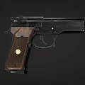 Vintage Pistol Featuring Classic Design Metal Frame And Wooden Textured Grip With Emblem