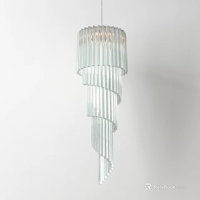 Elegant Modern Crystal Chandelier With Spiral Glass Structure And Hanging Design 3d model 