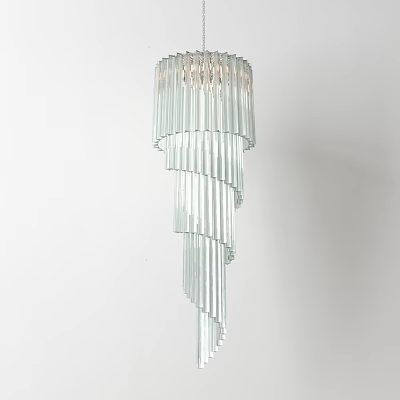 Elegant Modern Crystal Chandelier With Spiral Glass Structure And Hanging Design 3d model