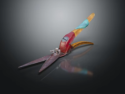 Durable Hardware Garden Shears with Colorful Handle and Sharp Blades 3d model