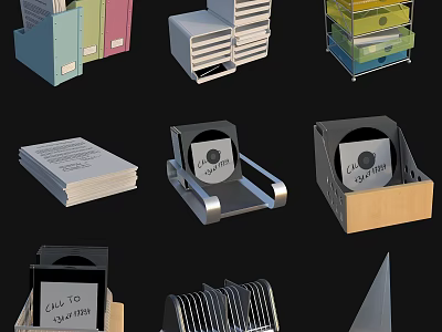 Office Storage Supplies Including Folders File Holders Boxes And Paper Organizers 3d model