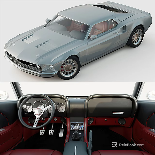 Vintage Sports Car With Sleek Exterior Classic Wheels And Red Interior 3d model 