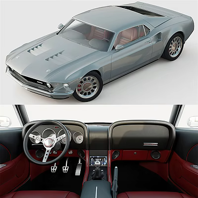Vintage Sports Car With Sleek Exterior Classic Wheels And Red Interior 3d model