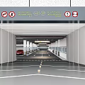 Spacious Parking Garage Interior With Parked Vehicles White Columns Yellow Parking Lines And Directional Arrows