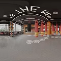 Modern Gym Interior With Red Punching Bags Floor Markings And Fitness Equipment