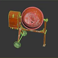 Orange Concrete Mixer With Wheels And Steel Drum For Industrial Use
