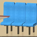 Blue Upholstered Three Seat Bench With Small Attached Side Table Design 3d model