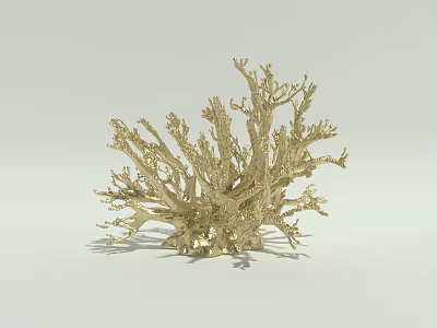 Shiny Golden Coral Like Artificial Plant Decorative Branch Structure Ornament 3d model