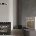 POLIFORM Modern Kitchen Interior Featuring Black Oven And White Appliance Units 3d model