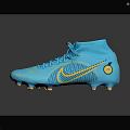 Blue And Yellow Nike Mid Top Football Boots With Mesh Upper And Studs Outsole