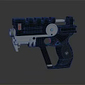 Futuristic Sci Fi Weapon Pistol With Black Silver Finish And Mechanical Details