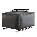 Modern Black Leather Ottoman With Metal Legs And Book On Top