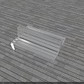 Outdoor Gray Bench With Metal Frame And Wooden Slats On Slate Floor