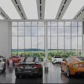 Modern Car Dealership Showroom With Various Colored Vehicles On Display Bright Lighting And Large Windows