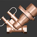 Brass Valve Component With Multiple Interfaces Knobs And Metallic Shine On Dark Background