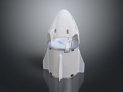 White Sleek Spacecraft Model Featuring Transparent Section And Modern Design Structure 3d model
