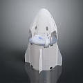 White Sleek Spacecraft Model Featuring Transparent Section And Modern Design Structure 3d model