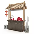 Mobile Functional Vending Vehicle With Awning Red Lanterns Red Boxes And Fashionable Cool Life