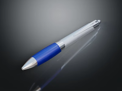 Blue And Silver Metal Ballpoint Pen With Sleek Design For Daily Writing Use 3d model