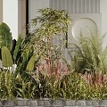 Lush Indoor Foliage Arrangement With Bamboo Ferns And Banana Leaves In Modern Interior