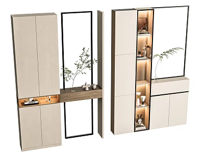 Entrance Cabinet End View Entrance Cabinet Glass Partition Glass Brick Shoe Cabinet Bookcase Decorative Cabinet Partition Wall Entrance 3d model