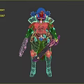 Game Movie Warrior Character With White Hair Ornate Armor Gold Red Accents And Weapons