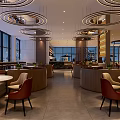 Modern Hotpot Restaurant Spacious Interior With Pendant Lights Wooden Tables Chairs And Green Plants