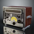 Vintage Electronic Appliance With Wooden Case Control Panel Knobs And Display Screen 3d model