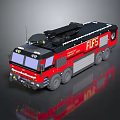 Red And Black Fire Truck With FLF5 Logo And Roof Equipment Exterior Design
