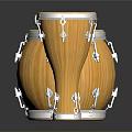 Three Sizes Wooden Yellow Percussion Drums With Chrome Hardware And Striped Design