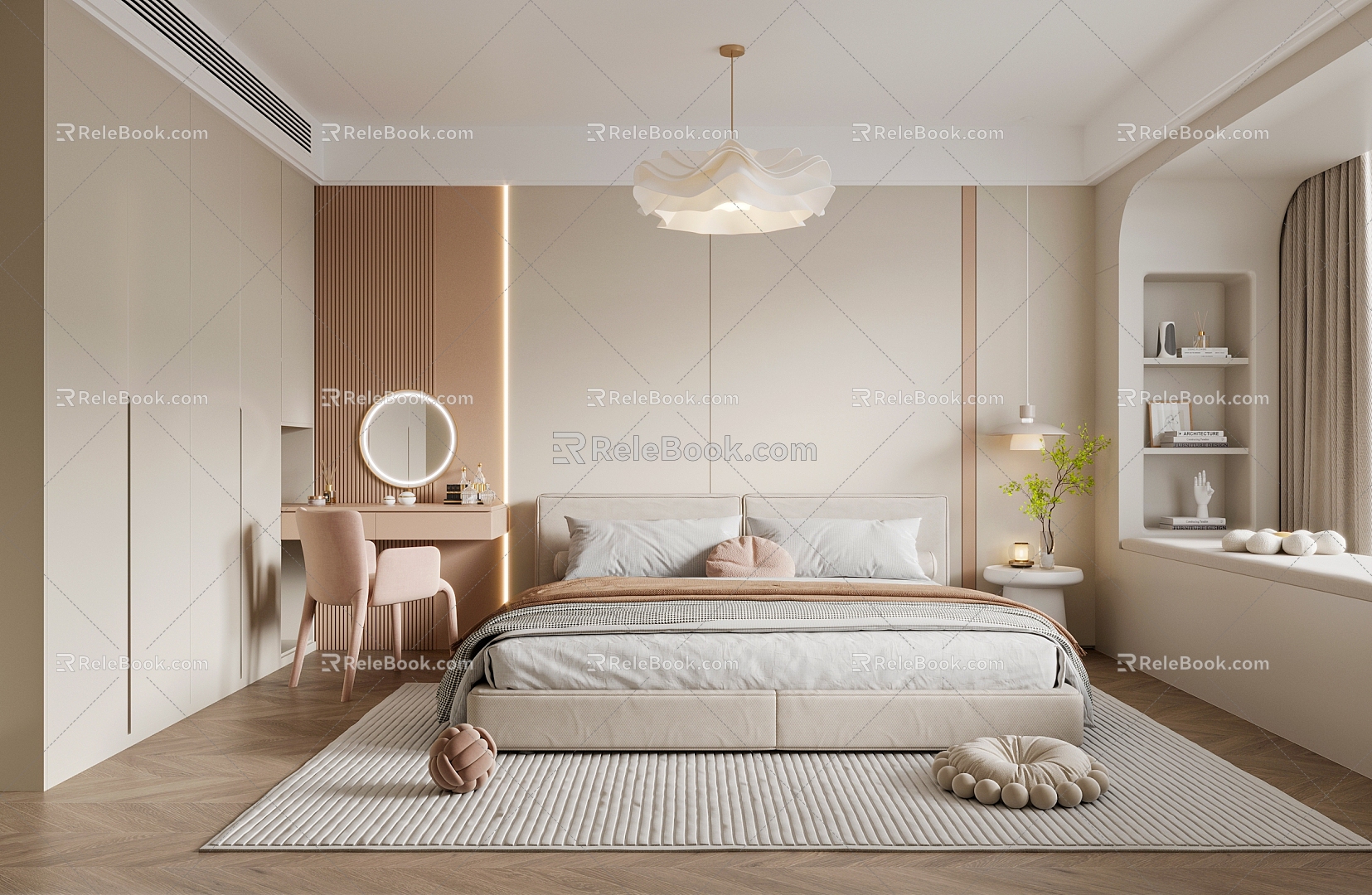 Modern Bedroom Cream Home Bedroom 3d model