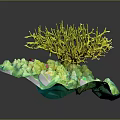 Vibrant Branching Yellow Plant With Green Textured Base And Natural Structure Design