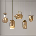 Modern Minimalist Pendant Lights With Golden Metal And Transparent Glass Design