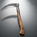 Vintage Sickle With Wooden Handle And Sharp Metal Blade For Daily Use