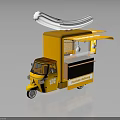 Yellow Hot Dog Tricycle Cart With White Awning And Vending Window
