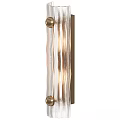 Modern Decorative Wall Sconce With Ribbed Glass Shade And Brass Balls
