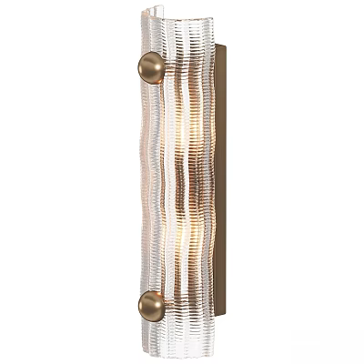 Modern Decorative Wall Sconce With Ribbed Glass Shade And Brass Balls 3d model