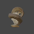 Detailed Ram Skull With Large Curved Horns On Black Background