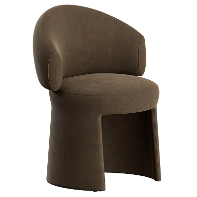 Modern Dark Brown Accent Chair In Velvet Fabric With Rounded Armrests And Plush Seat 3d model