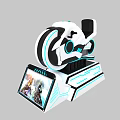 Futuristic VR Riding Simulator With White Blue Design Interactive Screen And Seat 3d model