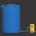 Durable Hardware Tools Including Blue Water Storage Tank Yellow Pump And Pipes