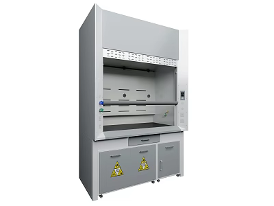 Medical Laboratory Fume Hood Equipment With Cabinet Storage Warning Labels And Ventilation System 3d model