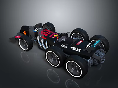 Lego Red Bull ASUS Race Car Model With Black Red Blue Design And Multiple Wheels 3d model