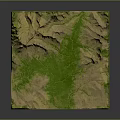 Detailed 3D Terrain Model Featuring Mountain Ranges And Lush Green Areas