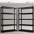Black Metal Display Shelves With Multiple Open Layers For Retail Storage 3d model